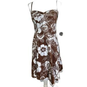 Ruby Rox Vintage Style Dress Brown Floral Print Sundress Pinup 1950s style SZ 13